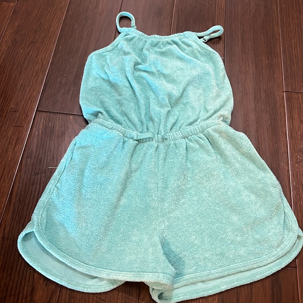 Abercrombie kids girls terry swimsuit coverup in turquoise 11/12